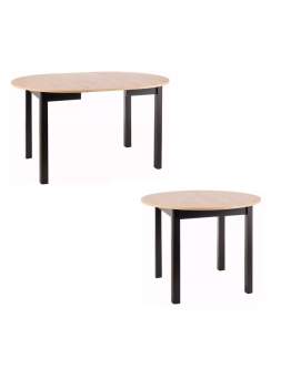 Masă rotundă extensibilă Dante stejar artizanal și negru